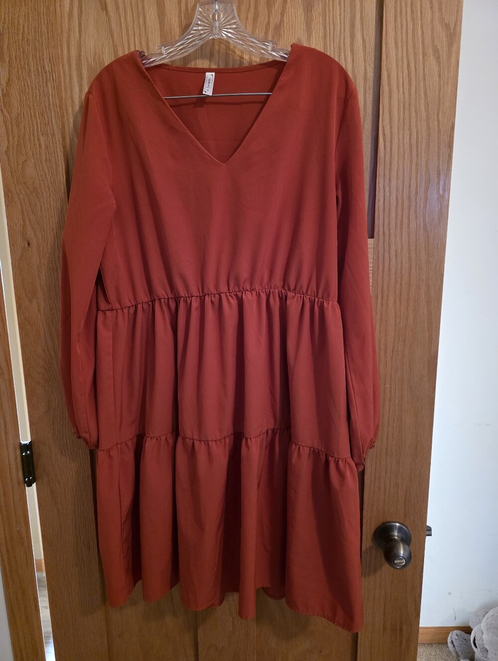 Fall Fashion Collection Boho Burnt Orange Tiered Shift Dress